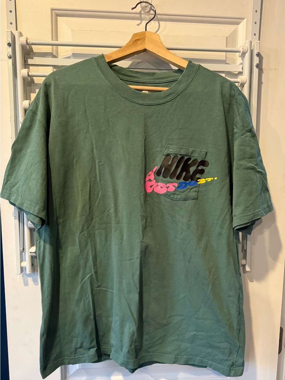 Nike Green Short Sleeve Pocket Tee with Neon Logo